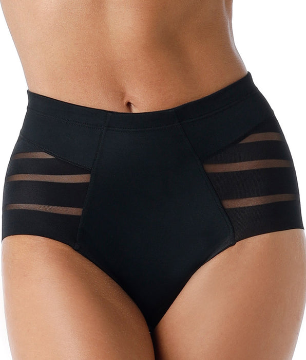 Lovable Guaina Vita Media Fancy Shaping in microfibra modellante e tulle, nero