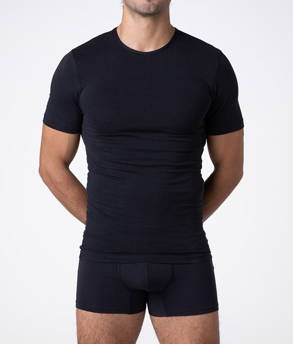 Lovable T-shirt girocollo Warm Sensation in Stretch Cotton, nero