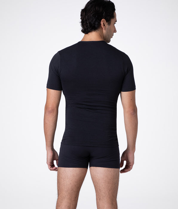 Lovable T-shirt girocollo Warm Sensation in Stretch Cotton, nero