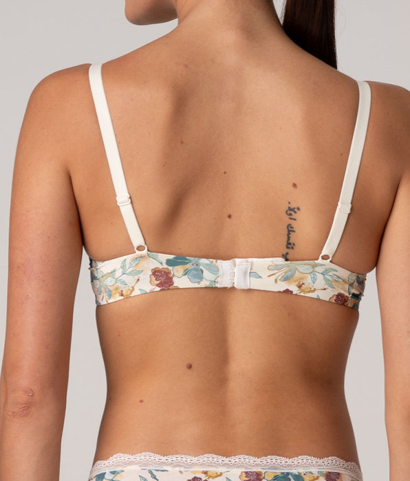 Lovable Reggiseno con Ferretto My Daily Comfort Printed in microfibra, stampa fiori su avorio perlato