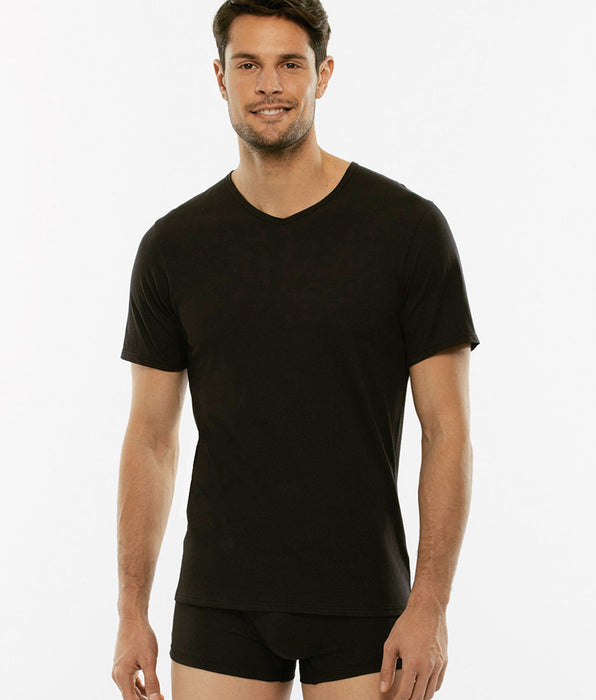 Lovable T-shirt 100% Pure Cotton nera in cotone con scollo a V