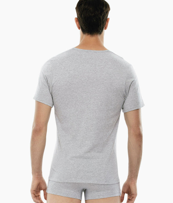 Lovable T-shirt 100% Pure Cotton grigio melange in cotone con scollo a V