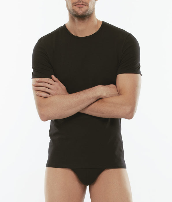 Lovable T-Shirt girocollo Cotton Stretch in cotone elasticizzato, nero