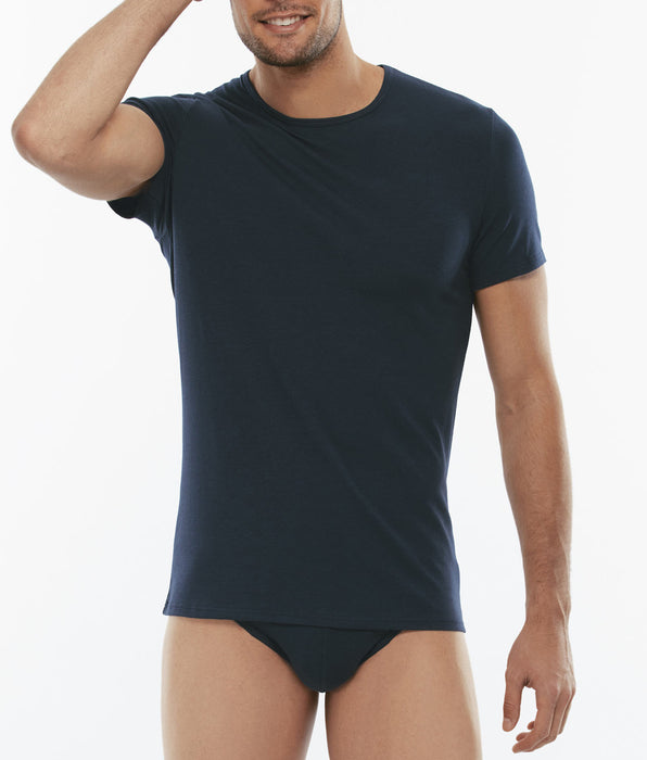 Lovable T-Shirt girocollo Cotton Stretch in cotone elasticizzato, blu