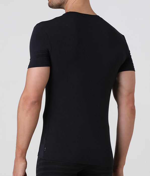 Lovable T-shirt uomo con scollo a v in micromodal, nera