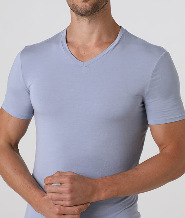 Lovable T-shirt uomo con scollo a v in micromodal, grigio chiaro