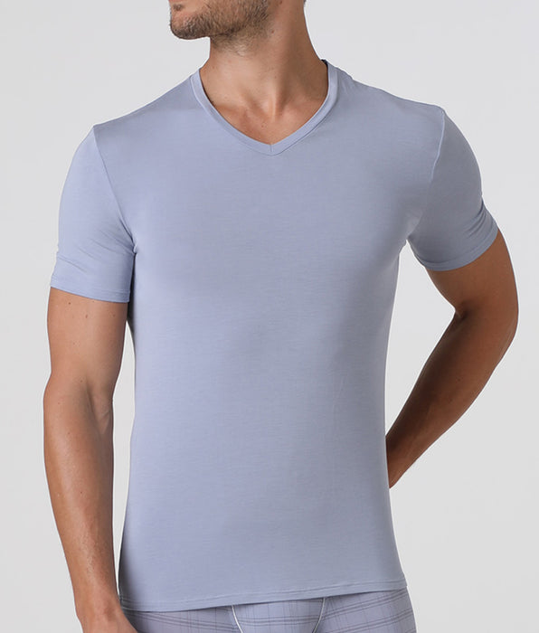 Lovable T-shirt uomo con scollo a v in micromodal, grigio chiaro