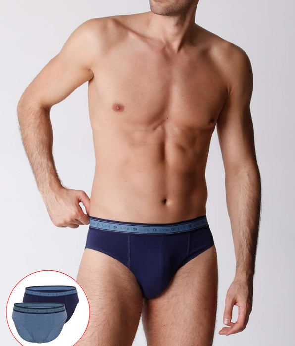 Lovable Slip uomo in cotone biologico, confezione x2 blu melange