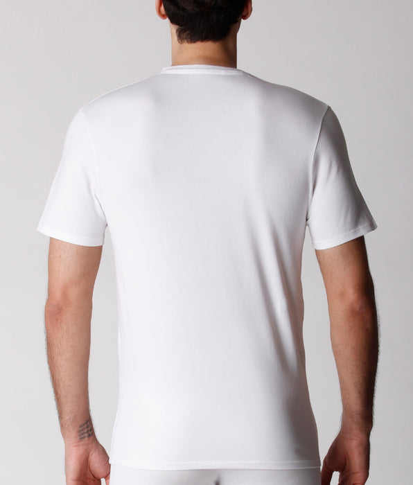 Lovable T-shirt scollo a V uomo in cotone biologico, confezione x2 bianco