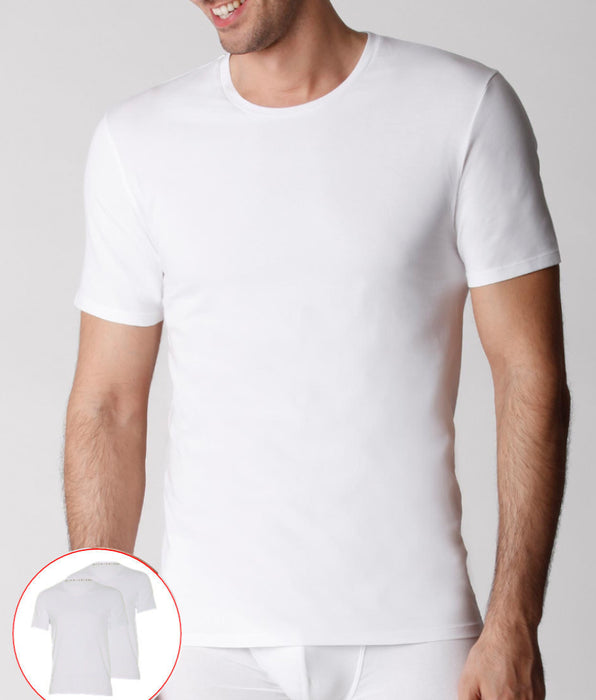Lovable T-shirt girocollo uomo in cotone biologico, confezione x2 bianco