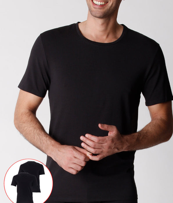 Lovable T-shirt girocollo uomo in cotone biologico, confezione x2 nero