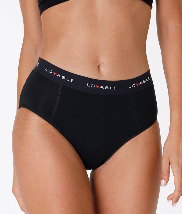 Lovable Slip da ciclo lavabile alto flusso medio in cotone biologico certificato, nero