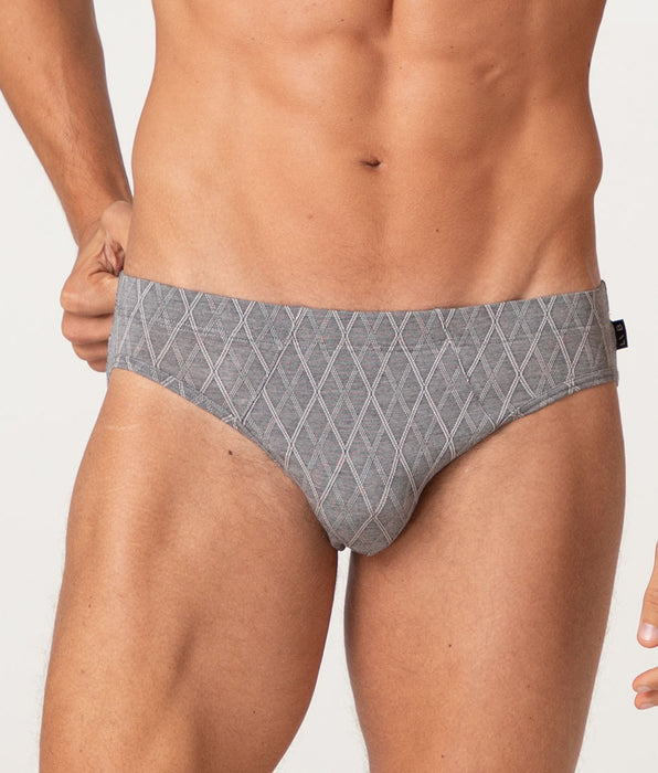Lovable Slip Elegant Jacquard Micromodal, grigio melange e avorio