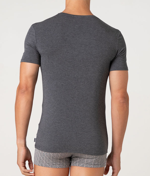 Lovable T-Shirt Scollo A V Elegant Jacquard Micromodal, antracite melange