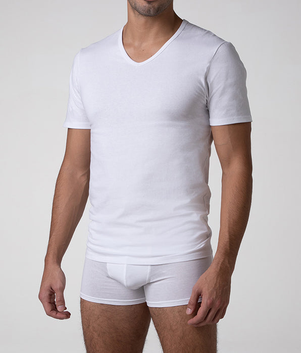 Lovable T-shirt scollo a V Cool Sensation in Stretch Cotton, bianco