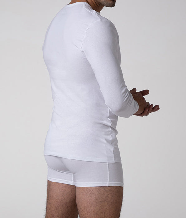 Lovable Maglia Manica Lunga scollo a V Cool Sensation in Stretch Cotton, bianco