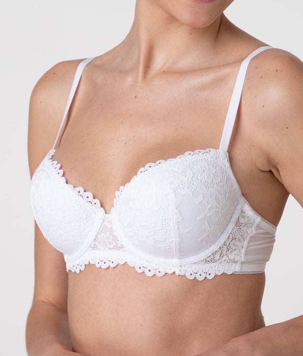 Lovable Stylish Lace Padded Wired Balconette Bra, white