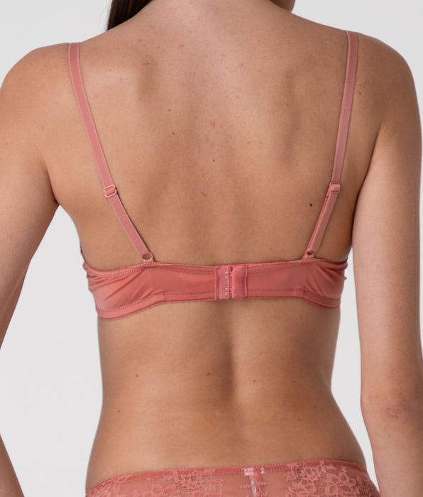 Lovable Stylish Lace Padded Wired Balconette Bra, light terracotta