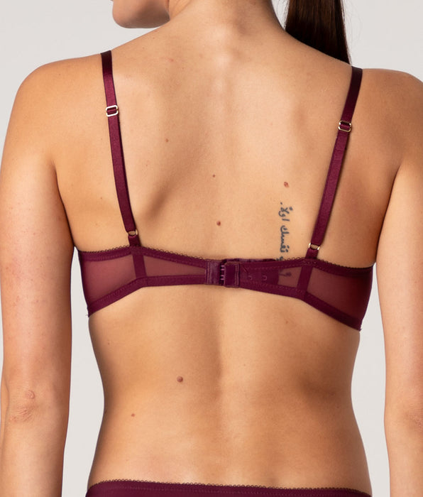 Lovable Beauty Lace Underwired Bra in lace and tulle, wine