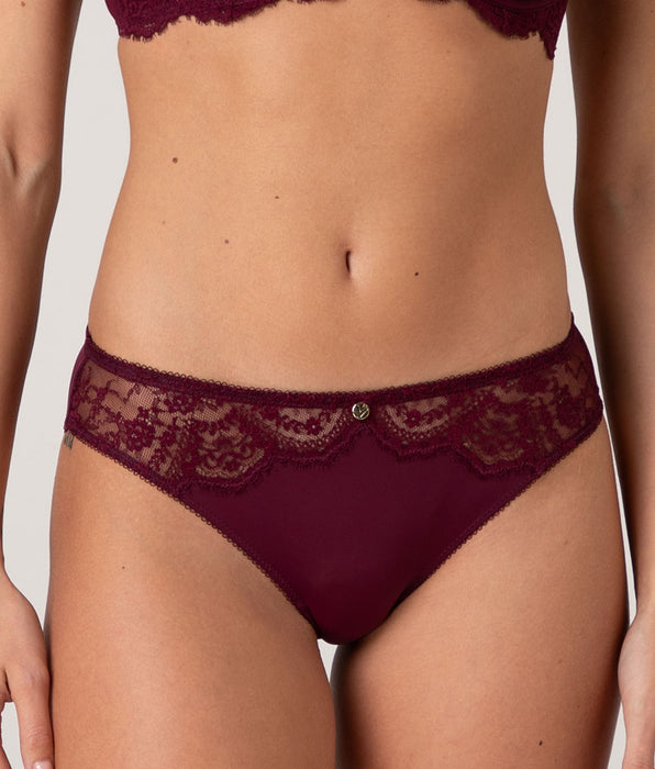 Lovable Slip Beauty Lace in pizzo e microfibra, vinaccia
