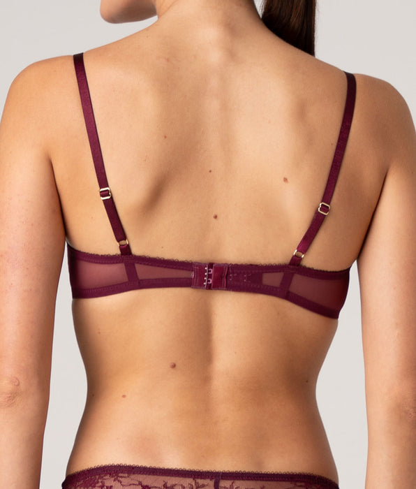 Lovable Beauty Lace Padded Underwired Bra in lace and tulle, wine
