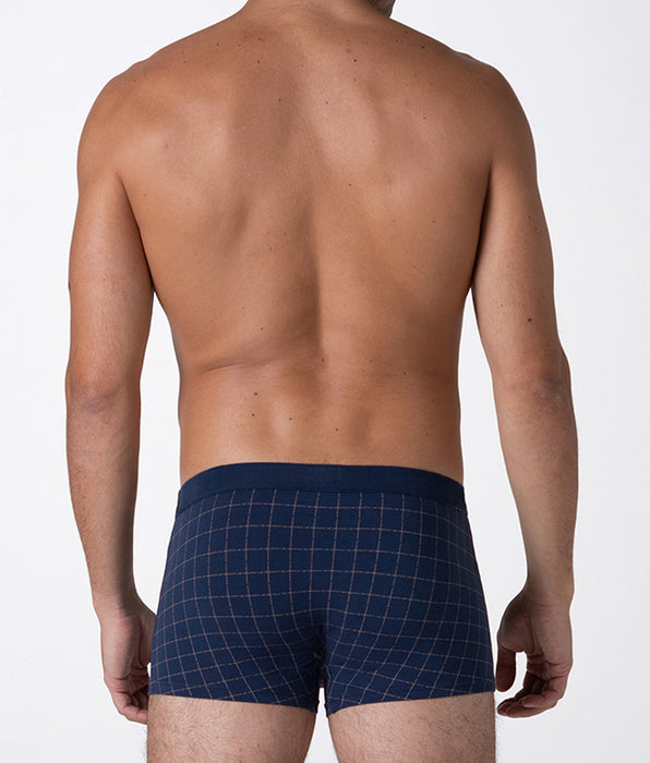 Lovable Boxer Casual Stretch Cotton, blu check cognac