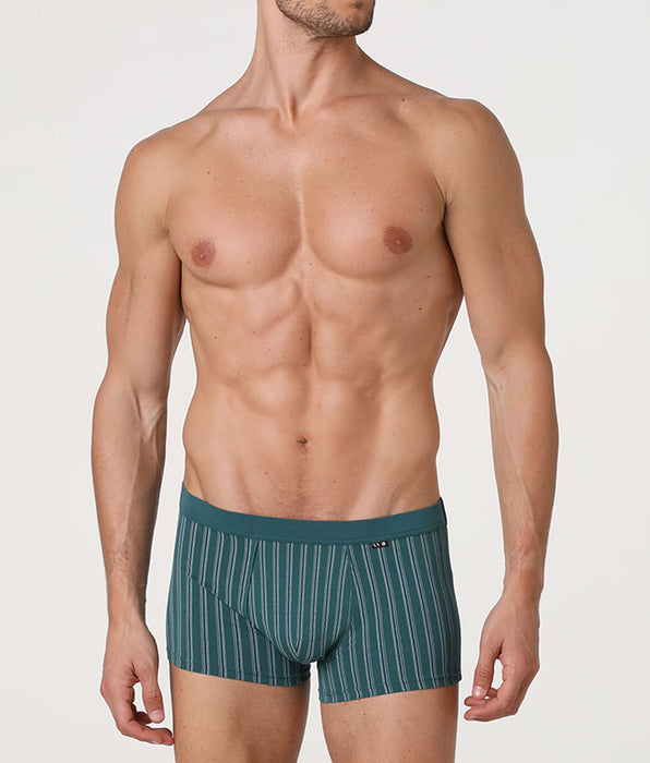 Lovable Boxer Casual Stretch Cotton, verde mediterraneo righe