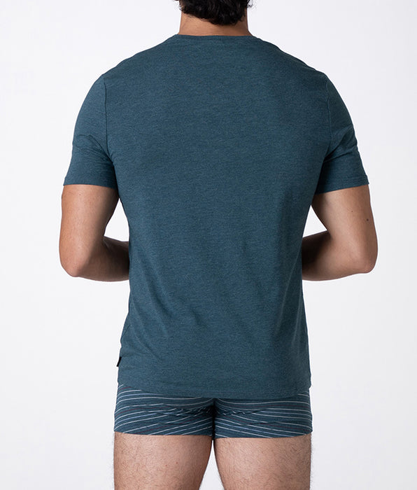 Lovable T-Shirt Scollo a V Rephined Cotton Modal, verde melange