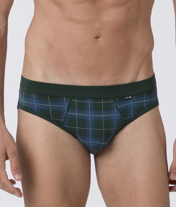 Lovable Slip Printed Stretch Cotton, check verde e blu