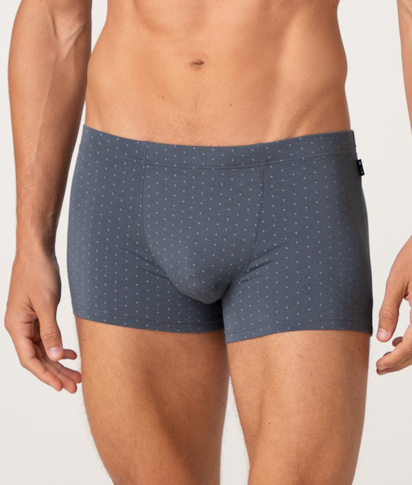 Lovable Boxer Printed Cotton Modal, antracite pois azzurro