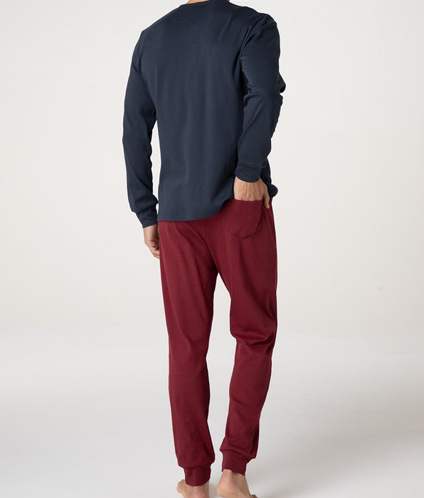 Lovable Pigiama Lungo Collo Serafino in Interlock, blu notte