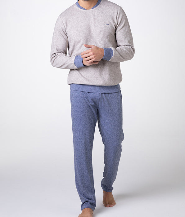 Lovable Pigiama Lungo Girocollo in Caldo Interlock, beige melange