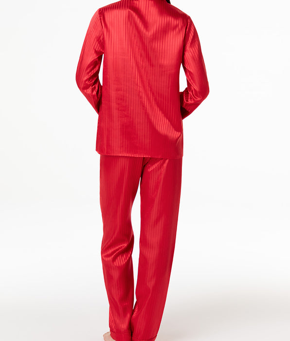 Lovable Pigiama Lungo Aperto in Satin, rosso