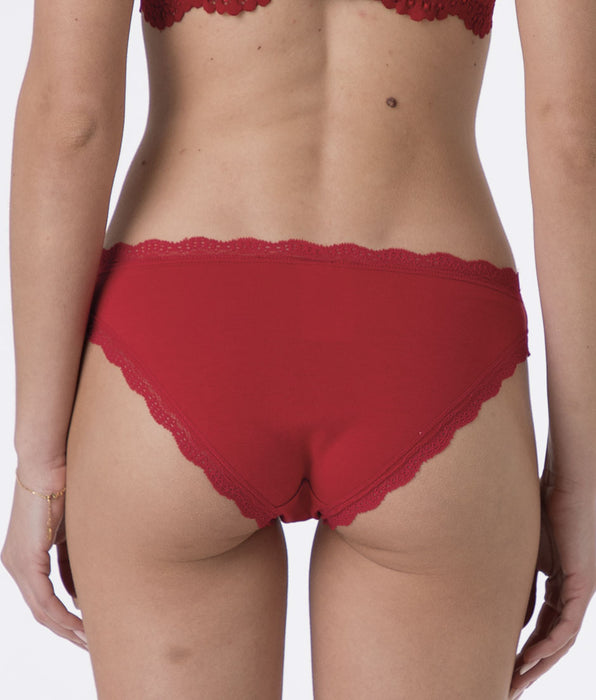 Lovable Lovable Panties Stretch Cotton and Lace Briefs, red