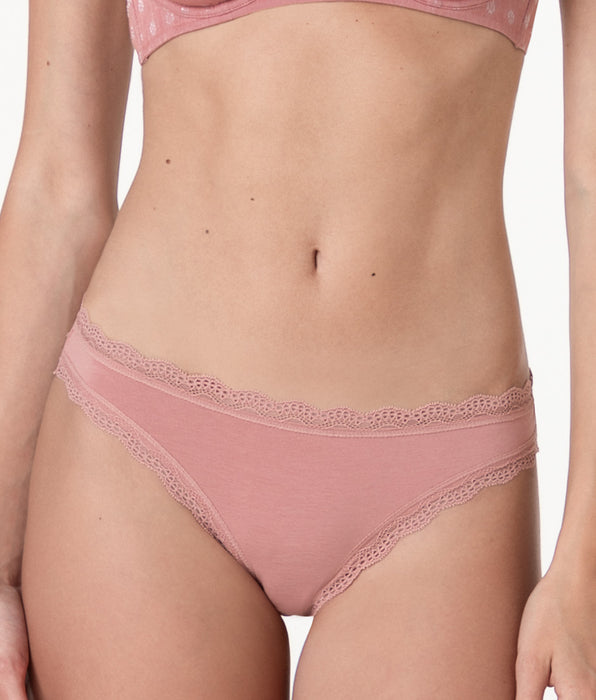 Lovable Slip Lovable Panties in cotone e pizzo elasticizzati, rosa polvere