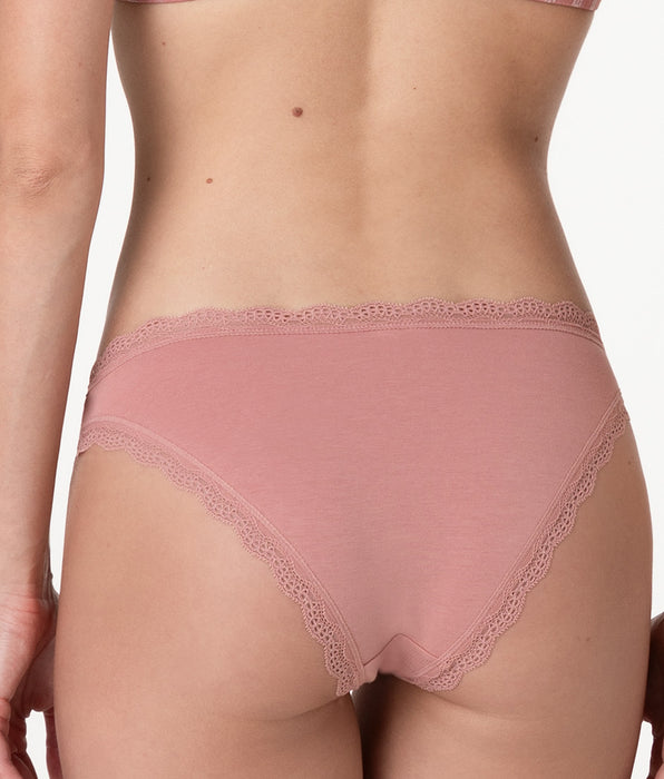 Lovable Slip Lovable Panties in cotone e pizzo elasticizzati, rosa polvere