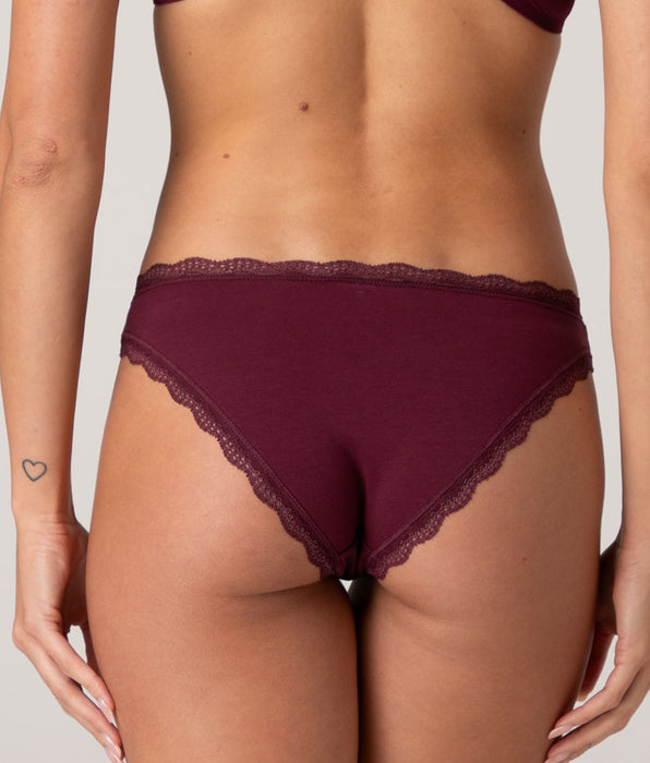 Lovable Slip Lovable Panties in cotone e pizzo, vinaccia