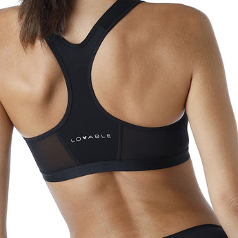 Lovable Reggiseno sportivo Active Comfort con apertura frontale alto impatto, nero