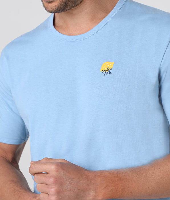 Lovable Pigiama Corto Girocollo in Jersey, azzurro
