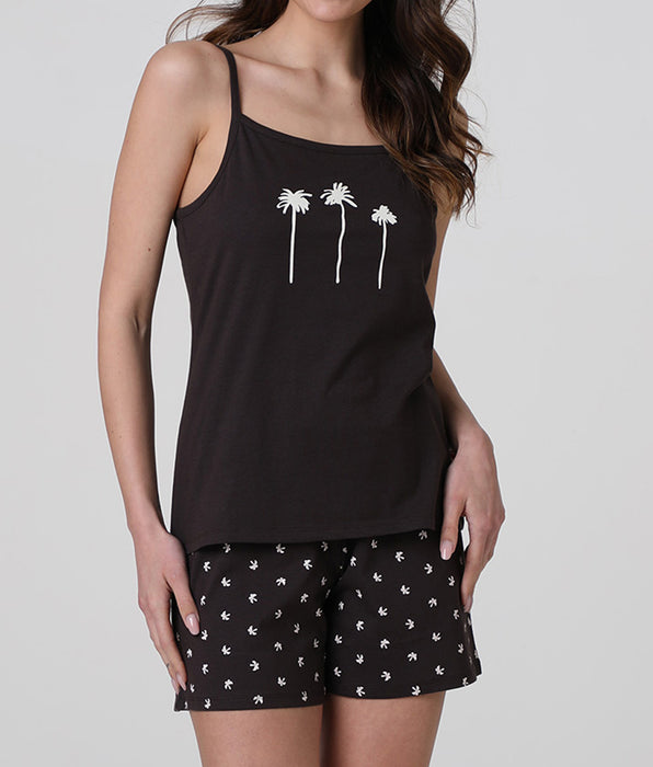 Lovable Top e Pantaloncino in Jersey, marrone scuro