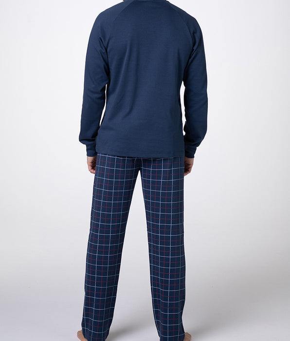 Lovable Pigiama Lungo Girocollo in Interlock, blu navy