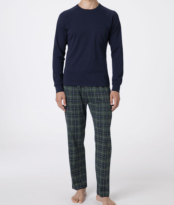 Lovable Pigiama Lungo Girocollo in Interlock, blu notte