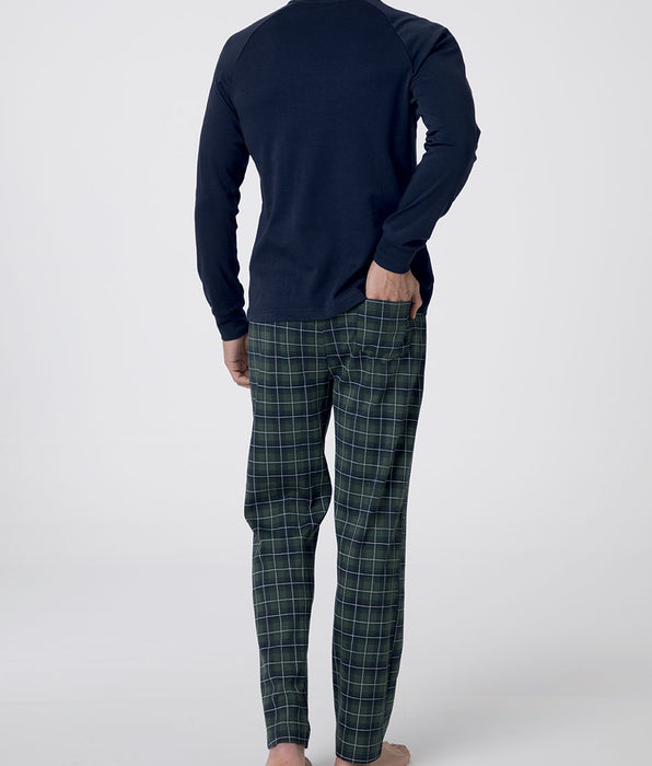 Lovable Pigiama Lungo Girocollo in Interlock, blu notte