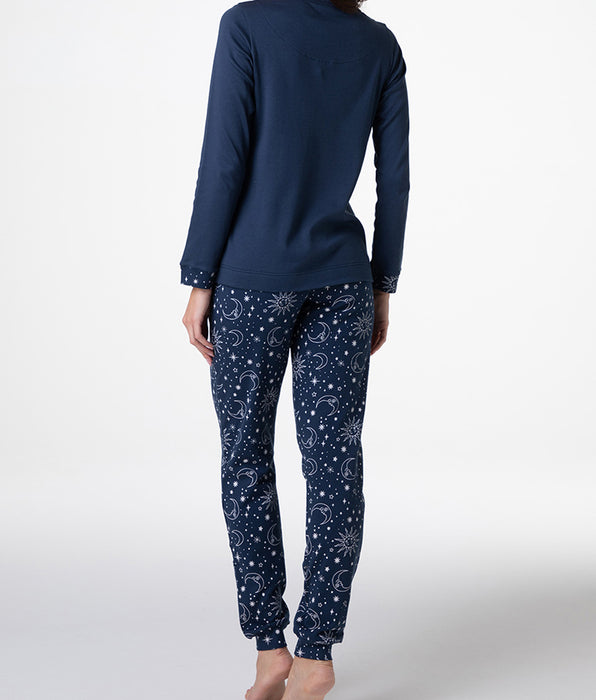 Lovable Pigiama Lungo in Interlock, blu navy