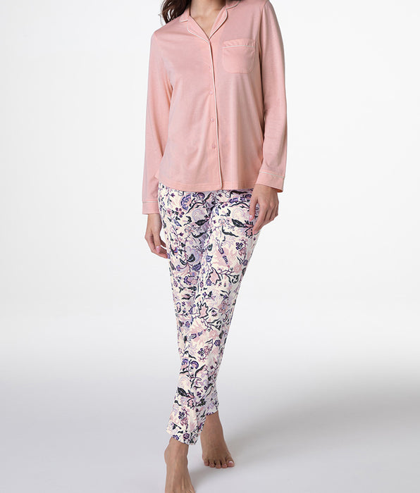 Lovable Pigiama Lungo aperto in Cotone Modal, rosa vintage