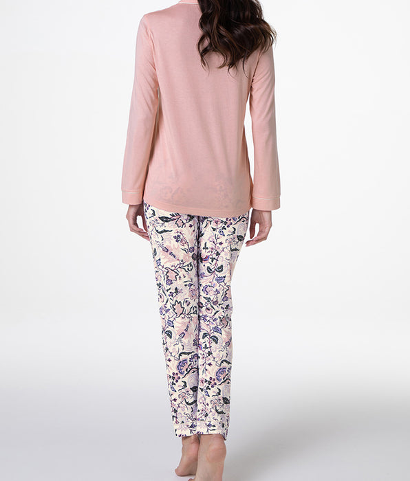Lovable Pigiama Lungo aperto in Cotone Modal, rosa vintage