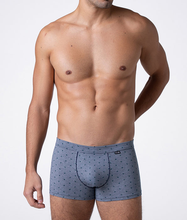 Lovable Boxer Classic Cotton Modal, blu stampa alberi