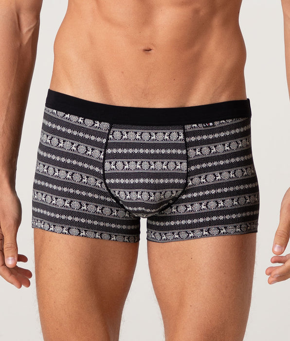 Lovable Boxer Funny Xmas in Stretch Cotton, nero stampa inverno