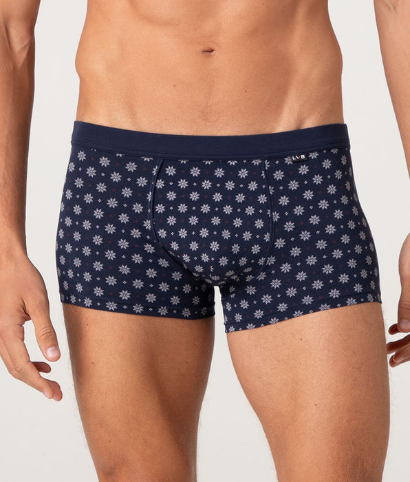 Lovable Boxer Funny Xmas in Stretch Cotton, blu stampa neve
