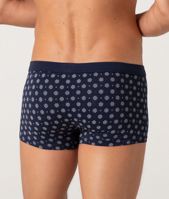 Lovable Boxer Funny Xmas in Stretch Cotton, blu stampa neve
